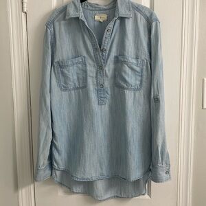 Half-button chambray blouse